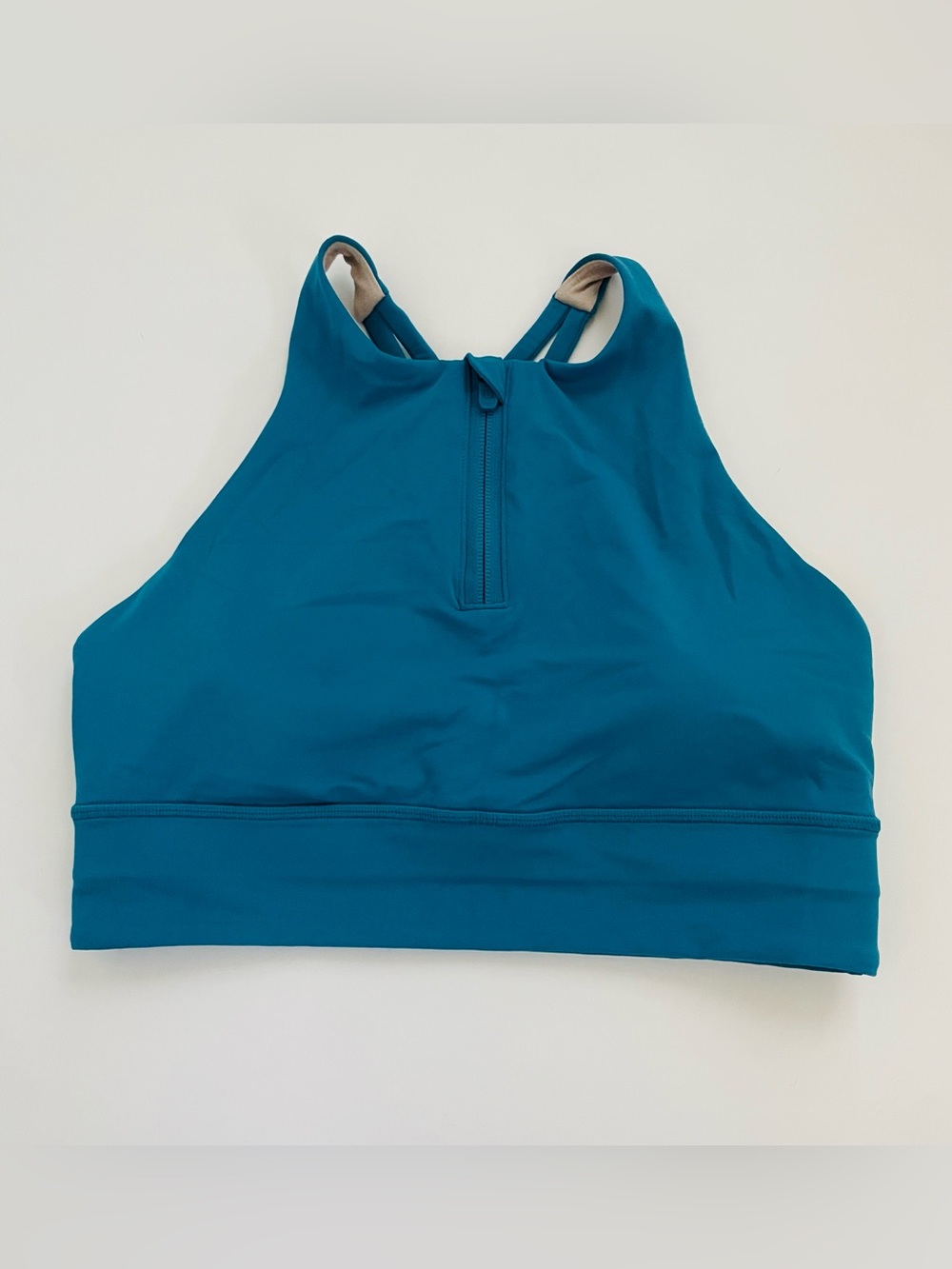 Lululemon Energy High Neck Longline Bra with a front zipper Blue Size 8